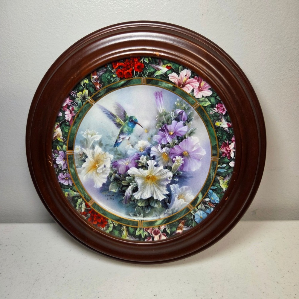 Lena Liu Broad billed Hummingbird Collector Plate WS George 1993 Framed